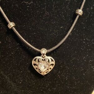 Brighton‎ Sofi silver and Swarovski crystal inset heart pendant collar necklace